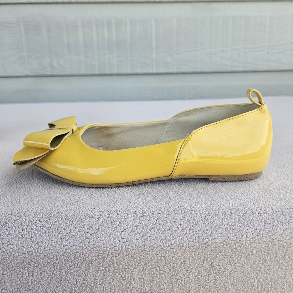 Joyfolie Lyra Yellow Peep Toe Bow Flat Girl Youth SZ 1 Spring Formal Dress